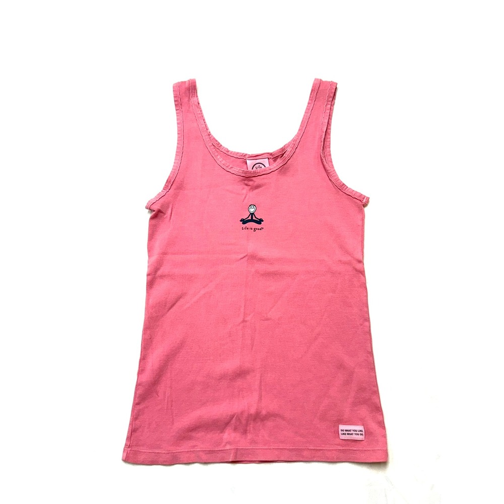 LIFE IS GOOD Womens Large Meditation Pink Sleeveless Cotton Tank Top V1